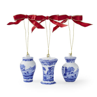 Blue Italian Mini Urn Ornaments, Set of 3